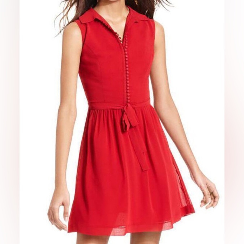 Kensie Red Chiffon Dress | Size S
Condition: Like New 
Color: Red